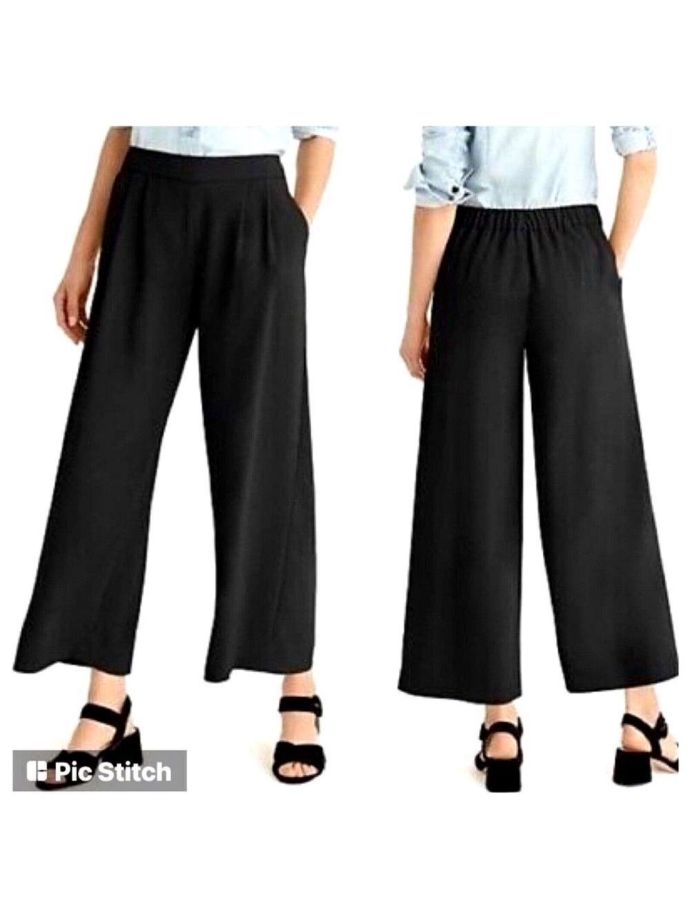 J. Crew Wide Leg Culotte Black Pants